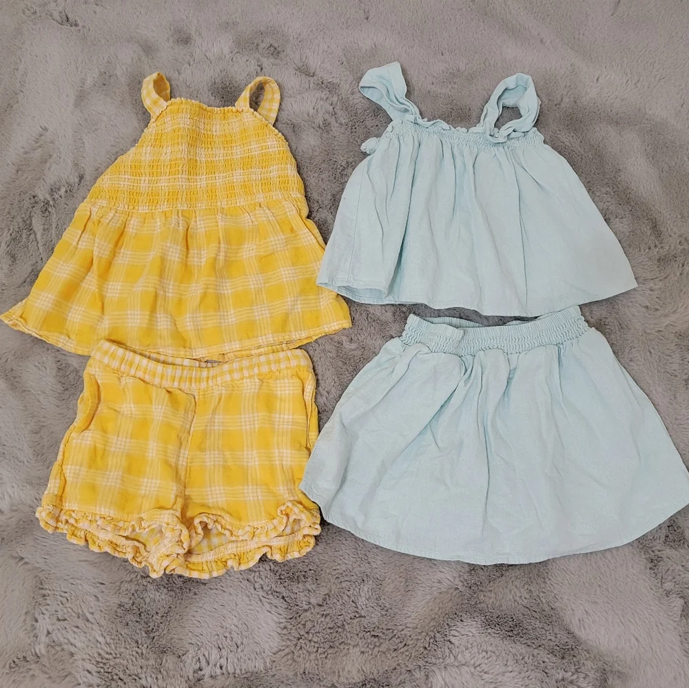 Toddler Girl Gingham And Cotton Summer Set Bundle - Picture 2 of 7